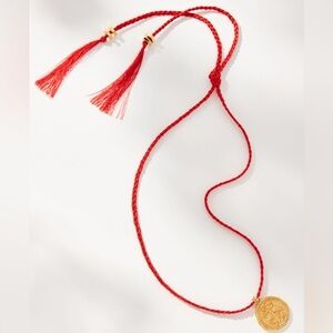 🍄Anthropologie - Pajarolimon Onga Necklace -red adjustable cord-24k plated 🍄